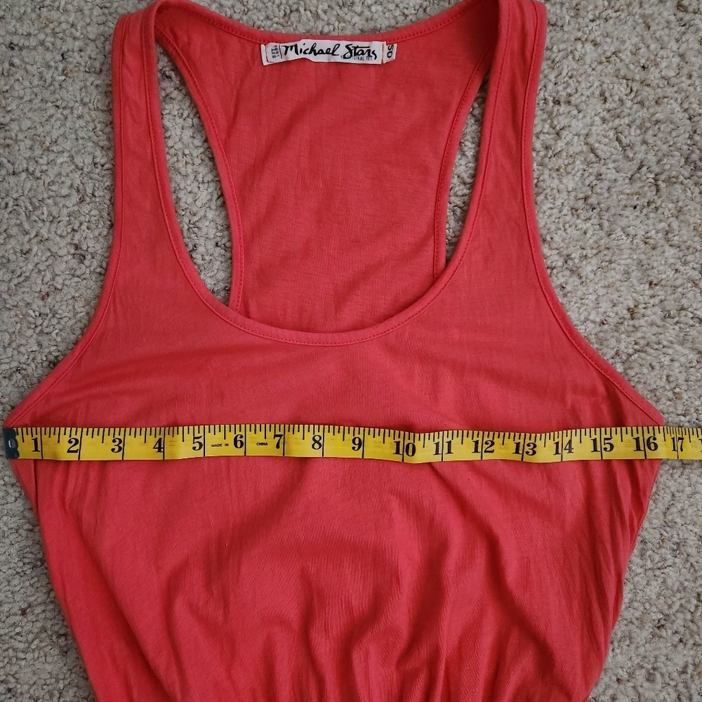 Michael Stars OS One Size Racerback Tank Maxi Dress Coral Pink - Picture 6 of 12